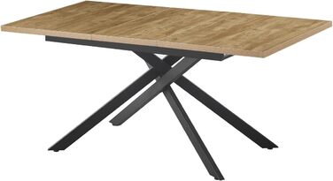 Розсувний обідній стіл B&D LARS 120-160 x 80 см для кухні/їдальні, стиль Industrial Modern, колір дикий дуб/чорний