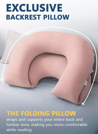 Подушка для читання INSEN, спинка для сидіння в ліжку, для читання, розслаблення, для дорослих, матерів та дітей, подушка для пресу, для ліжка (охолоджуюча бавовна-персик, Basic)