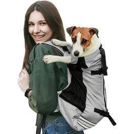 Рюкзак для собак Galate, Регульований рюкзак для собак для маленьких і маленьких собак, зручний для перенесення, рюкзак для домашніх тварин для прогулянок на свіжому повітрі, піших прогулянок, альпінізму ,подорожей (L, сірий)