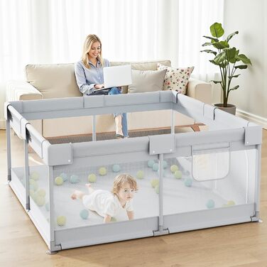 Дитячий манеж-ігровий центр 120x120 см, сірий - безпечний простір для малюків