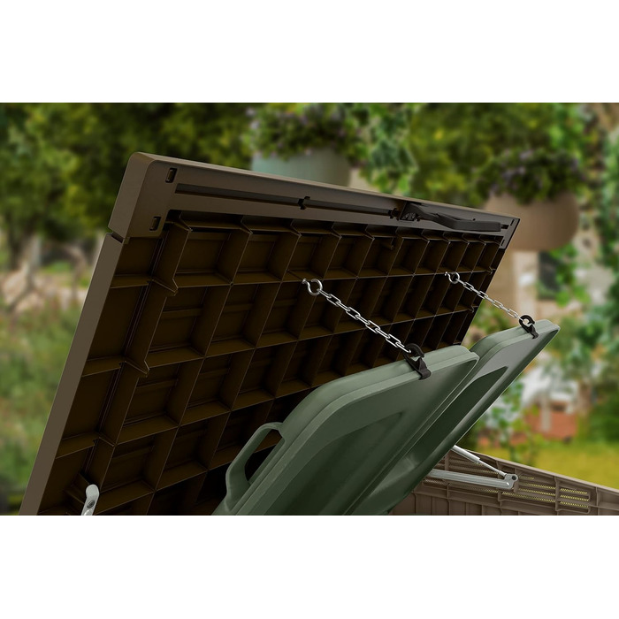 Мультифункціональний ящик для сміття Keter Store-it-Out Midi 845 л, 130x74x110 см, поліпропілен, сірий/чорний, захист від УФ, водонепроникний, з можливістю замикання