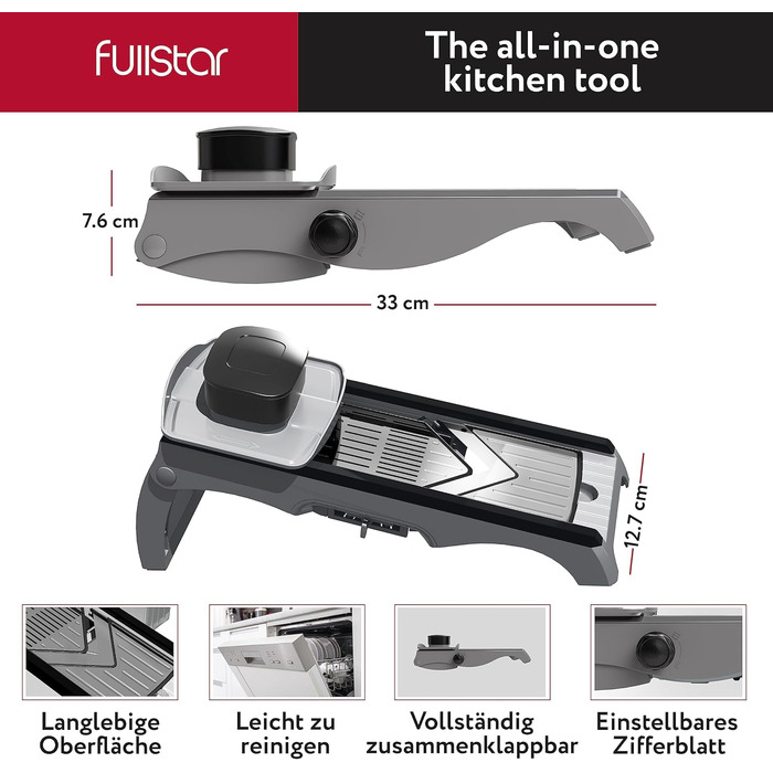 Мандоліна для овочів 7-в-1 з нержавіючої сталі: нарізчик, тертка, слайсер для овочів та фруктів - кухонний гаджет