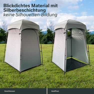 Намет для душу Skandika Camping | Переодягальний намет з висотою 210 см, сріблясте покриття, непрозорий, з окремим дном, вікно з москітною сіткою, кріплення для душу | Туалетний намет (Швидкий старт)