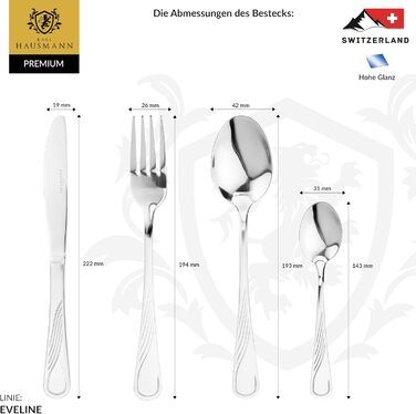 Набір столових приборів Karl Hausmann на 6 осіб (30 предметів) - нержавіюча сталь, для посудомийної машини