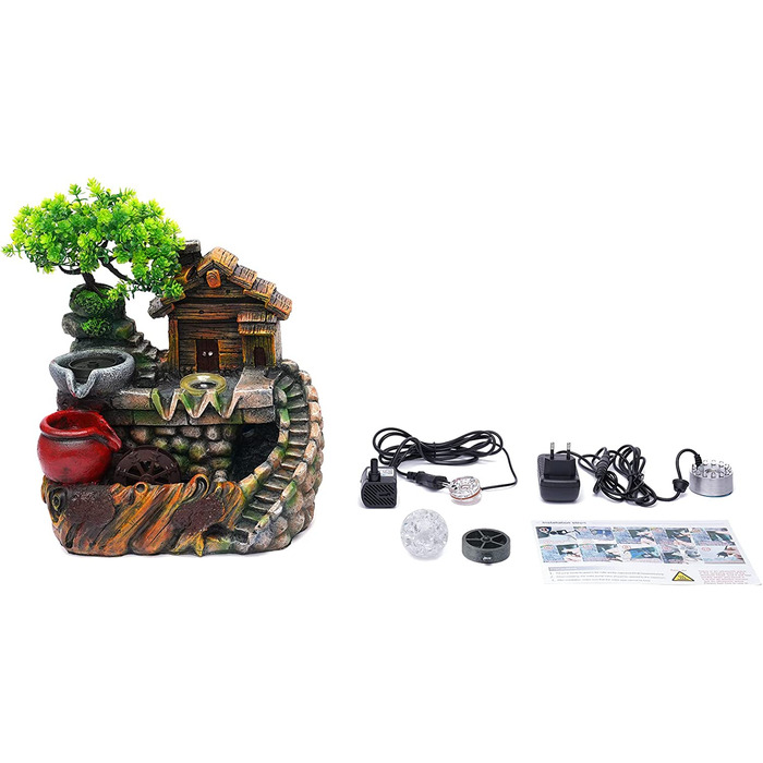 Кімнатний фонтан з LED підсвіткою - настільний фонтан, водоспад, фонтан з туманом для дому та офісу