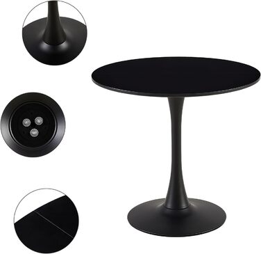 Круглий обідній стіл для кухні, вітальні, балкону. Діаметр 70/80 см, білий/чорний