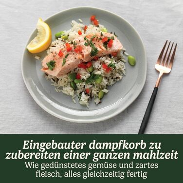 Мультикухонний комбайн Cuisinart Cook In 5 in 1: гриль, смаження, варіння, приготування на пару, тушкування | Антіпригарне покриття, знімні пластини та сковороди | Складається | Колір: Midnight Grey (Керамічна піч + пароварка (великий об'єм), нержавіюча с