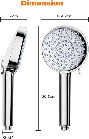 Фільтр для душу Cobbe з шлангом, високонапірна ручна лійка з 20-ступеневою фільтрацією, водозберігаючий душ з 6 режимами струменя, дощовий душ, що підвищує тиск, економний душ для жорсткої води (7.chrom01)