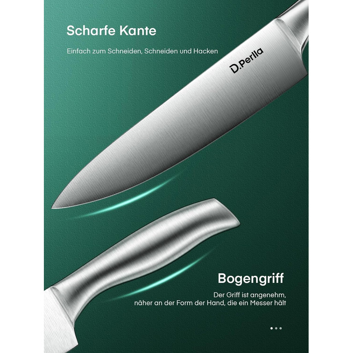 Набір кухонних ножів D.Perlla 16 предметів з бруском, професійний, нержавіюча сталь, чорний