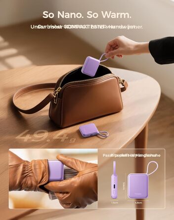 Електричні грілки для рук OCOOPA 2 шт., 3 режими нагріву, швидкий нагрів, 4000mAh, USB, для жінок, Outdoor, фіолетові