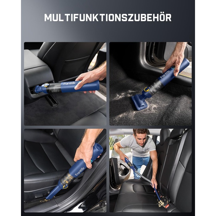 Аккумуляторний автомобільний пилосос Fanttik Slim V8 APEX, портативний ручний міні-пилосос 4-в-1 RobustClean™, 19000 Па/45 AW, 2 режими всмоктування, для авто, офісу та клавіатур (Синій)