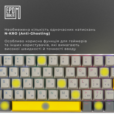 Клавіатура механічна бездротова EPOMAKER EP64 Mulan White (EP64-W-M)