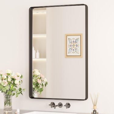 Дзеркало Keonjinn Wand Spiegel 40x50 см з металевим каркасом, прямокутне. Для ванної кімнати, вітальні, спальні, коридору. Чорний колір. Розміри: 90 x 60 см