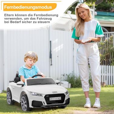 Дитячий електромобіль LEADZM з музикою, гудком і фарами, 12V, білий, з дистанційним керуванням 2,4G, швидкість 3-5 км/год