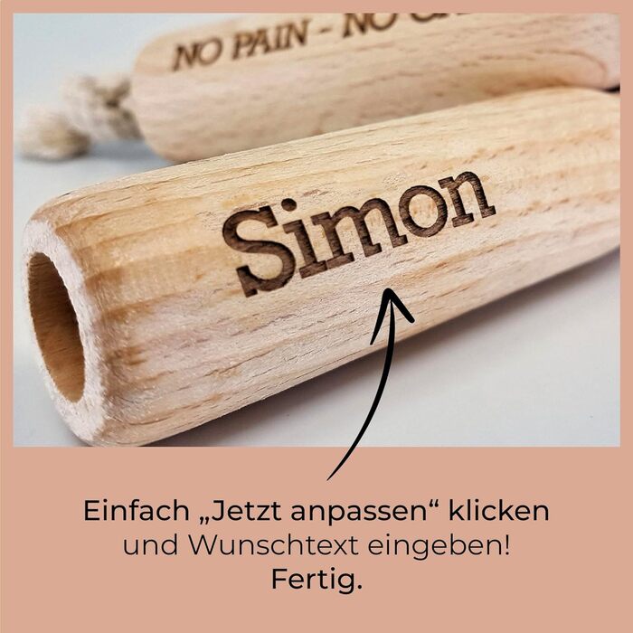 Регульована скакалка з гравіюванням для дітей та дорослих - Персоналізована з ім'ям або приказкою - Довжина 2,5 м з дерев'яною ручкою - Індивідуальна іграшка для стрибків зі скакалкою з дерева