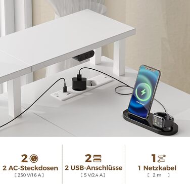 Кутовий стіл Seventable L-подібної форми з LED-підсвічуванням, підставкою для монітора та висувними ящиками, білий. Ідеально підходить для спальні, офісу або вітальні.