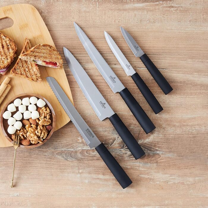 Набір ножів Karaca Grammy Inox (6 шт.) з нержавіючої сталі, гострі, легко миються, елегантний дизайн, ергономічні ручки, кольорові ножі для фруктів, багатобарвні