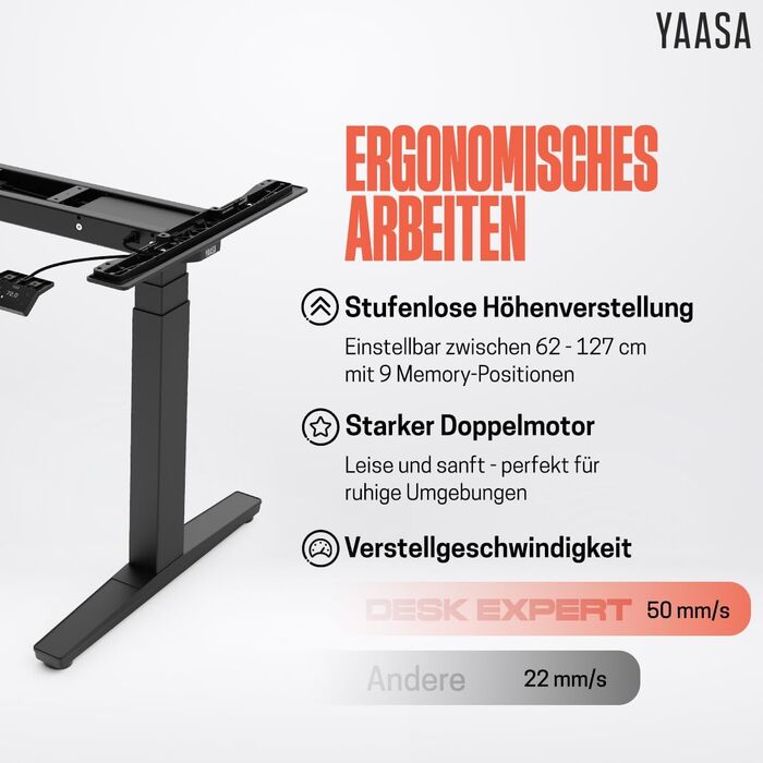 Рамка Yaasa Frame S для столу, регулювання висоти, USB-порт, 2-х рівневий телескопічний механізм, блокування клавішами (білий)