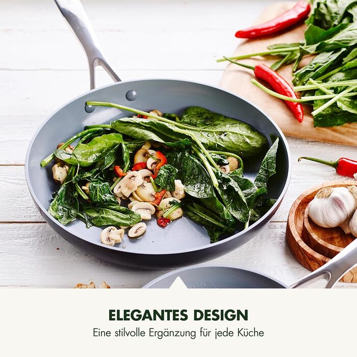 Набір сковорідок GreenPan Valencia Pro з антипригарним покриттям Hartelox, 20 см та 26 см, не містить PFAS, з нержавіючою ручкою, для індукційних плит, можна мити в посудомийній машині та використовувати в духовці, сірий колір