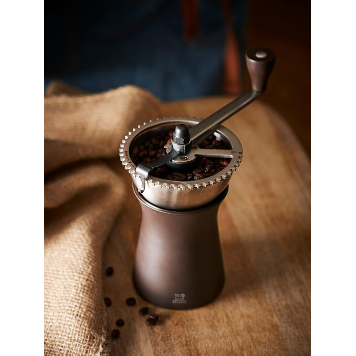 Кавомолка Peugeot Kronos - ручна, з регульованим сталевим жорном, 19 см, шоколадно-коричнева