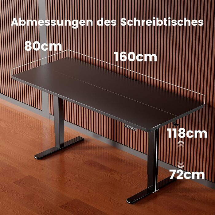 Електричний регульований стіл ErGear 160x80 см, з пам'яттю та з'єднувальною пластиною - для дому та офісу