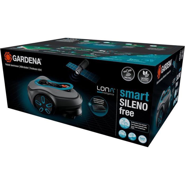 Робот-газонокосачка Gardena Smart Sileno Free Set 600 м²: LONA Intelligence, Trim-to-Edge, без дроту, тиха робота, керування через додаток (19921-20)