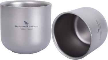 Титанова чашка 125 мл Чашка для чаю Кавова чашка Двошарова чашка проти опіків Кемпінг Портативний посуд Внутрішній відкритий сад Елегантність Круглий посуд для пиття Ti3048D (2 штуки)