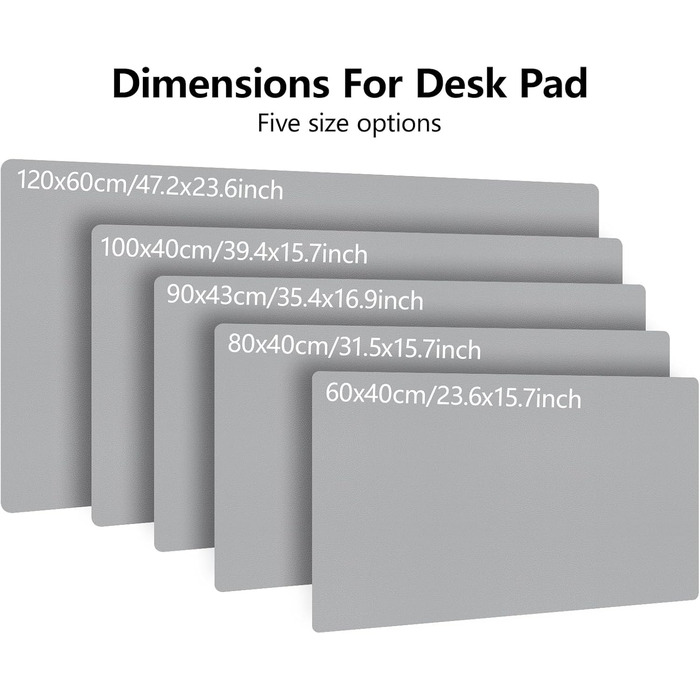 Килимок для столу та мишки XXL Niviy з екошкіри, водонепроникний захисний килимок для офісу та дому, протиковзний, світло-сірий, 60 x 40 см