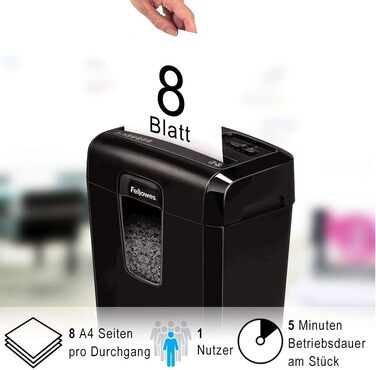 Fellowes Powershred LX50 – Шредер для офісу та дому, 8Mc, чорний