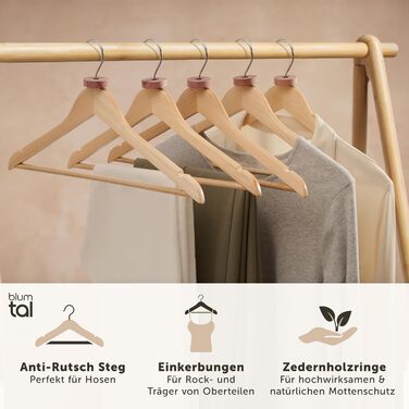 Набір вішалок для одягу Blumtal, 40 шт. з дерева, з обертовим металевим гачком, захист від молі, антиковзаюча поверхня