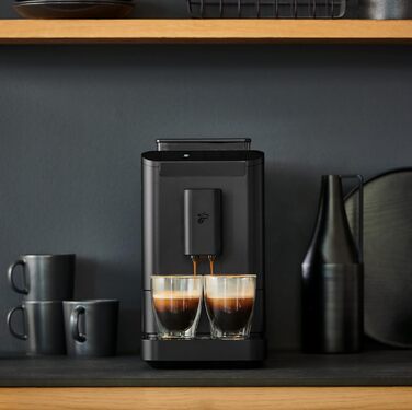 Повністю автоматична кавомашина Tchibo Esperto2 Caff з функцією 2 чашок для пінки кави та еспресо, (All Black)
