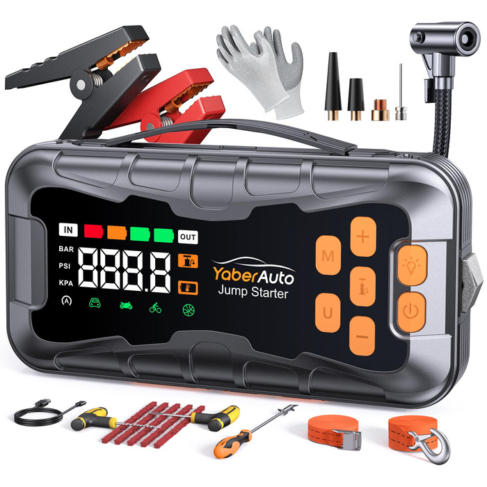 Powerbank 16 в 1 з компресором 160PSI, 27000mAh для авто: старт, світло, інструменти