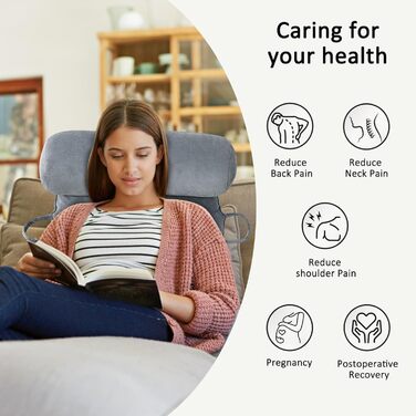 Подушка для читання MINGPINHUIUS XL для ліжка та дивана з знімною подушкою для шиї, ідеальна для дорослих, з піною з пам'яті для комфортного читання, роботи, ігор, перегляду телевізора та відпочинку (Сірий)