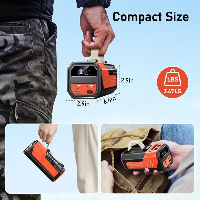 Power Bank 70000mAh 100W з USB-C та кабелем: портативний акумулятор для iPhone, iPad, Samsung та інших пристроїв (Orange)