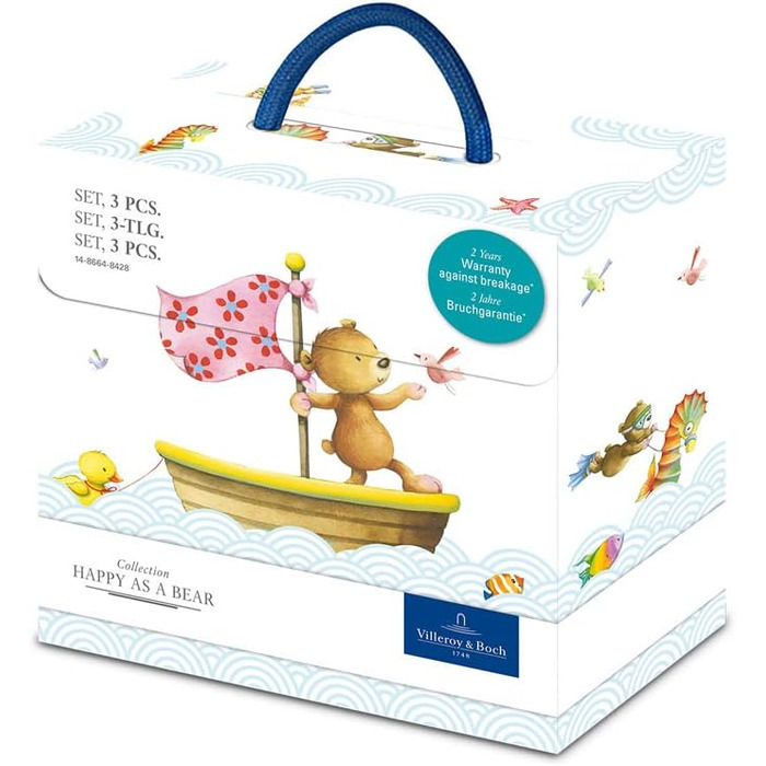 Набір дитячого посуду Villeroy & Boch Happy As A Bear (3 предмети) – білий/кольоровий, преміум-посуд