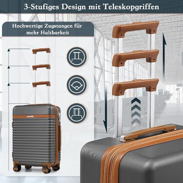 Набір валіз Joyway 5шт з ABS пластику, розширюваний, з TSA-замком, 4 колеса, сірий. Включає: валізу, велику сумку, косметичку.