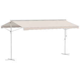 Маркіза Standmarkise Markise 4,5 x 3,4 м для тераси, сад, з відкидним механізмом та ручним приводом, колір кремовий, алюміній, метал.