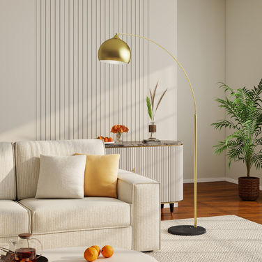 Стійка лампа з регульованою висотою, з підсвіткою від вимикача на підставці, з декоративною основою під мармур, висота 170-180 см, золотий/чорний колір