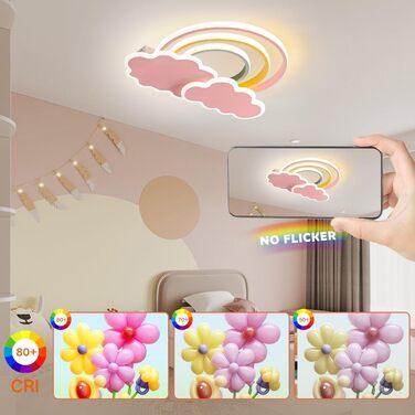 Світлодіодний дитячий стельовий світильник Clouds Rainbow Dimmable з дистанційним керуванням, нічник, 45см