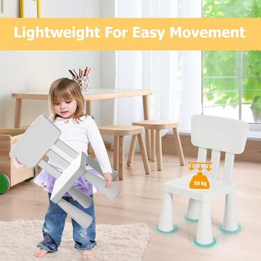 Дитячий стіл LIFEZEAL з 2 стільцями: комплект меблів для дітей з пластику з підлокітниками та закругленими краями (білий)