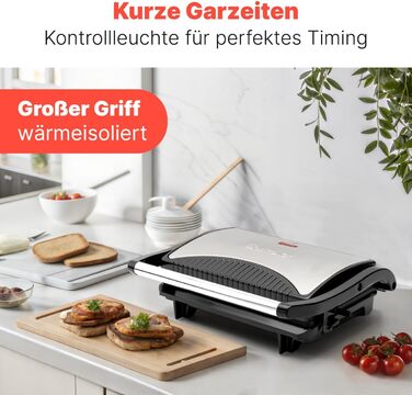 Контактний гриль Clatronic® MG 3519: безжирове приготування, 700W, антипригарне покриття, Panini Grill