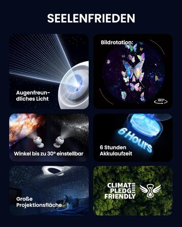 POCOCO Зоряний Проектор Sternenhimmel: LED Галактика, Планетарій для Дітей та Дорослих, Нічник Aurora з 2 Дисками, Таймером, для Розслаблення