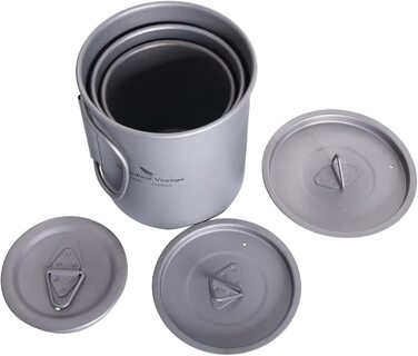 Титанова кружка iBasingo, кавова чашка для кемпінгу, чашка для чаю з кришкою і складною ручкою, 200 мл/300 мл/420 мл / 450 мл / 500 мл / 600 мл / 750 м