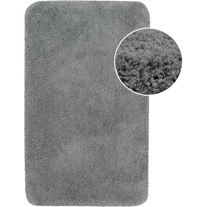 Килимок для ванної кімнати з м'яким пухнастим ворсом, антиковзний, придатний для прання, Porto Azzurro (55 x 65 см, Сірий Сланцевий, 80 x 150 см, прямокутний)