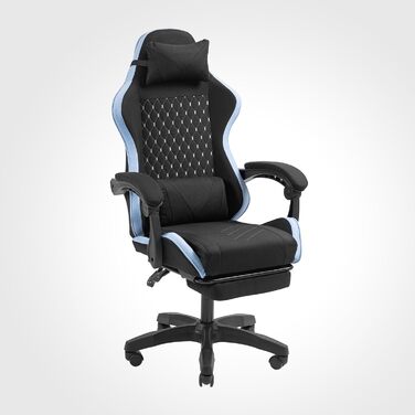 Ігровий крісло Mars Gaming MGC-PRO з дихаючою тканиною, регульовані підлокітники та спинка, подушки для попереку та шиї, XL-колеса (чорний/блакитний)