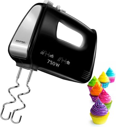 Кухонна машина MPM MMR-16Z з обертовою чашею 3.4 л, BPA-free, 750W, білий колір, 5 швидкостей + Turbo, міксер з нержавіючої сталі