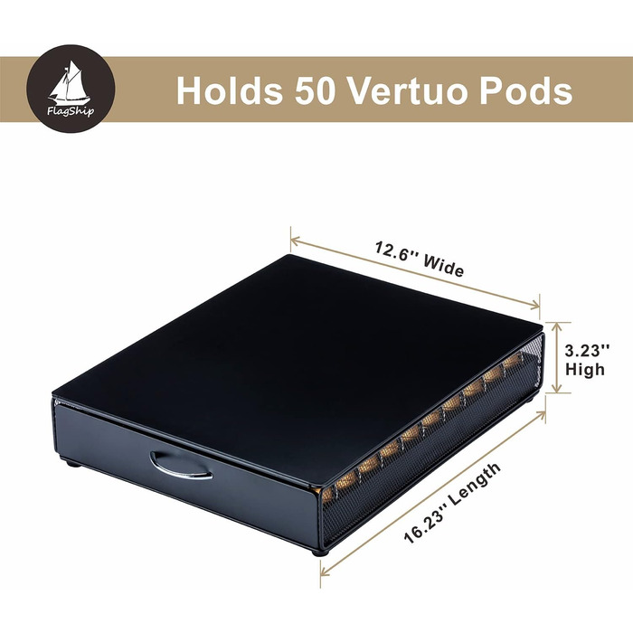 Організатор для капсул Nespresso Vertuo (50 шт), металевий підставка чорного кольору (Net Side)