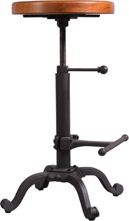 Стілець-табурет Topower Industrie Retro Vintage з дерева, стилі фермерський, регульована висота, чорний