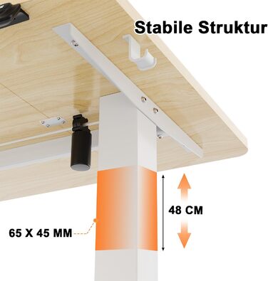 Регульований стіл JUMMICO Standing Desk: електричний, з пам'яттю, 160x70 см, білий (бежева вставка)