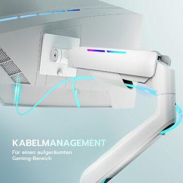 Кріплення для монітора ARES WING Ergonomic RGB, 17-49 дюймів, регульоване по висоті, поворотне, нахильне, RGB LED (білий)